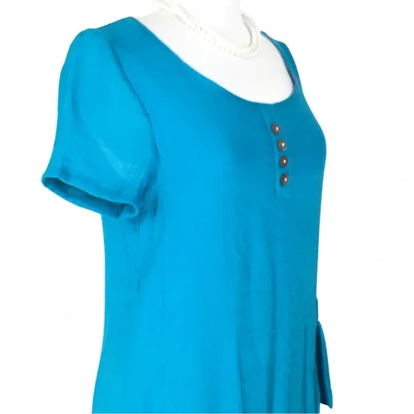 Miss Nikky Aqua Blue Short Sleeve Scooped Neck Layered Shift Dress size Medium - Picture 4 of 15